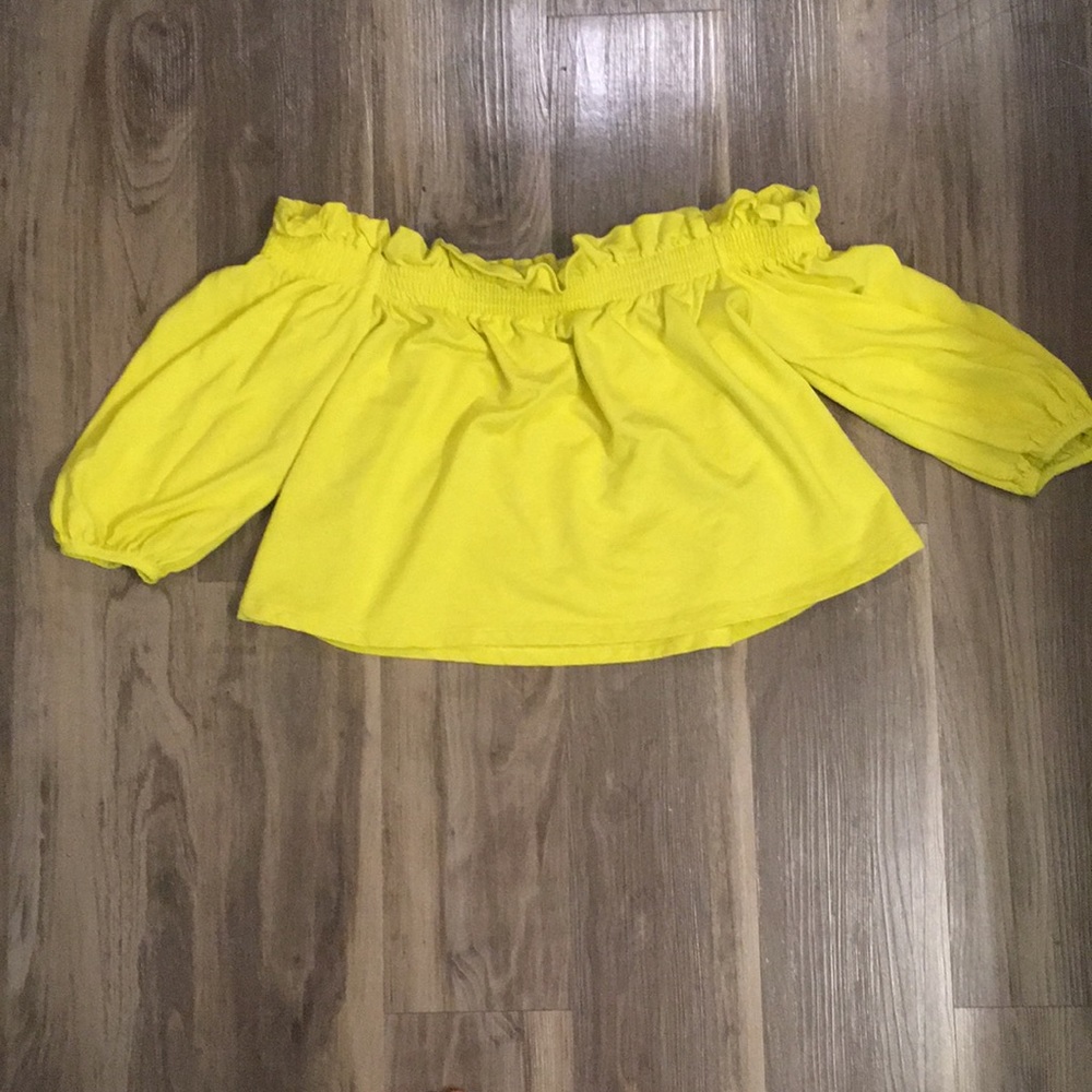Zara Off the Shoulder Lime-green Top